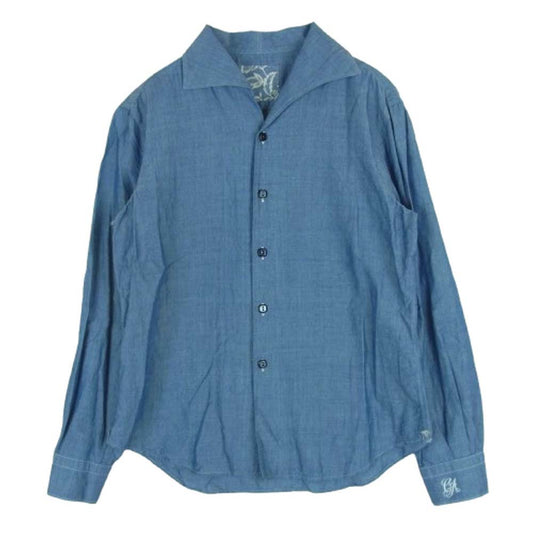 GIORGIO ARMANI ジョルジオアルマーニ オープンカラー 長袖 シャツ ブルー系 サイズ表記なし【中古】