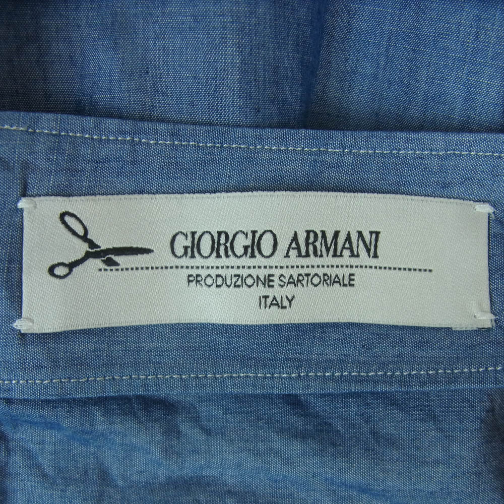 GIORGIO ARMANI ジョルジオアルマーニ オープンカラー 長袖 シャツ ブルー系 サイズ表記なし【中古】