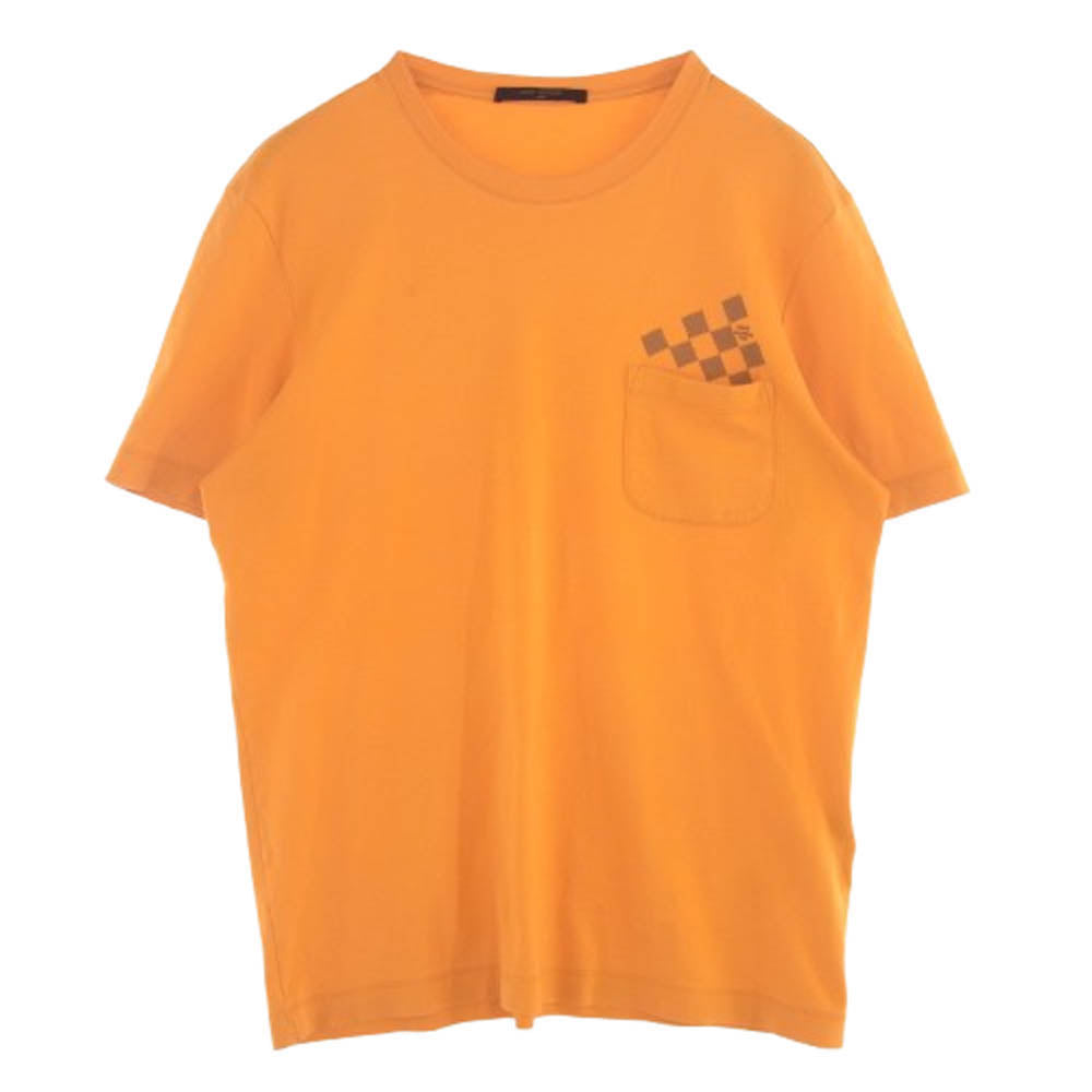 LOUIS VUITTON ルイ・ヴィトン RM131M H3JP09CMS ダミエ クルーネック ポケット Tシャツ 半袖カットソー オレンジ系 M【中古】