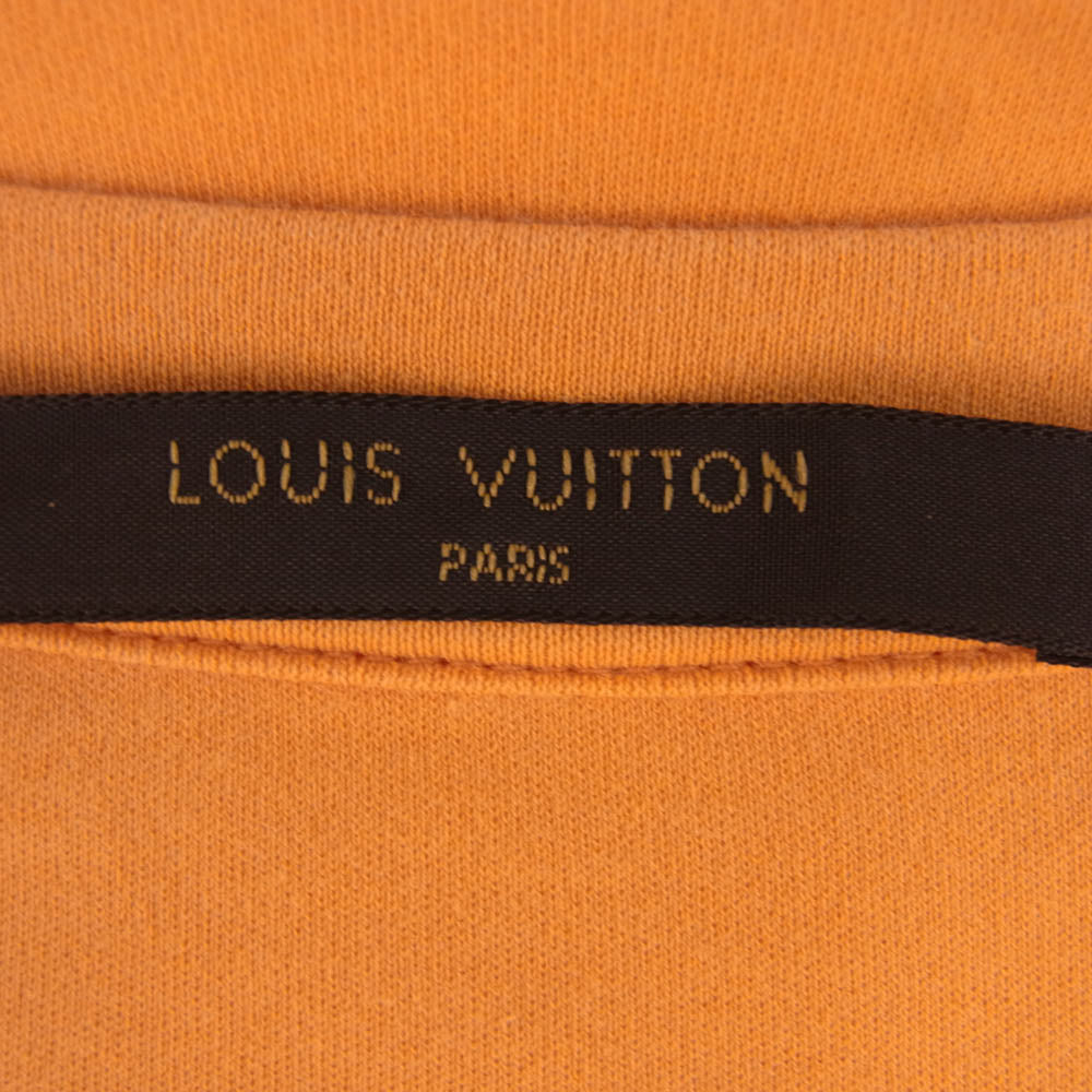 LOUIS VUITTON ルイ・ヴィトン RM131M H3JP09CMS ダミエ クルーネック ポケット Tシャツ 半袖カットソー オレンジ系 M【中古】