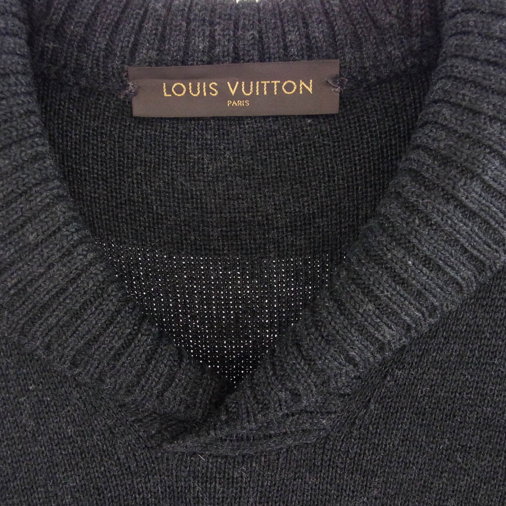 LOUIS VUITTON ルイ・ヴィトン RM132M H4KN33K90 シルク混 ショールカラー ニット ブラック系 S【中古】