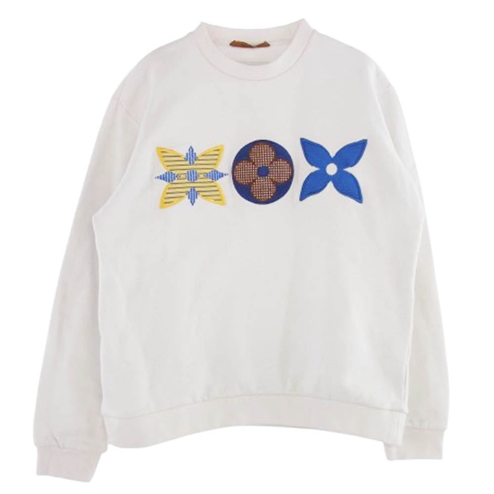 LOUIS VUITTON ルイ・ヴィトン 20AW RM202M FMC HJY22W モノグラム フラワー刺繍 スウェット ホワイト系 M【中古】