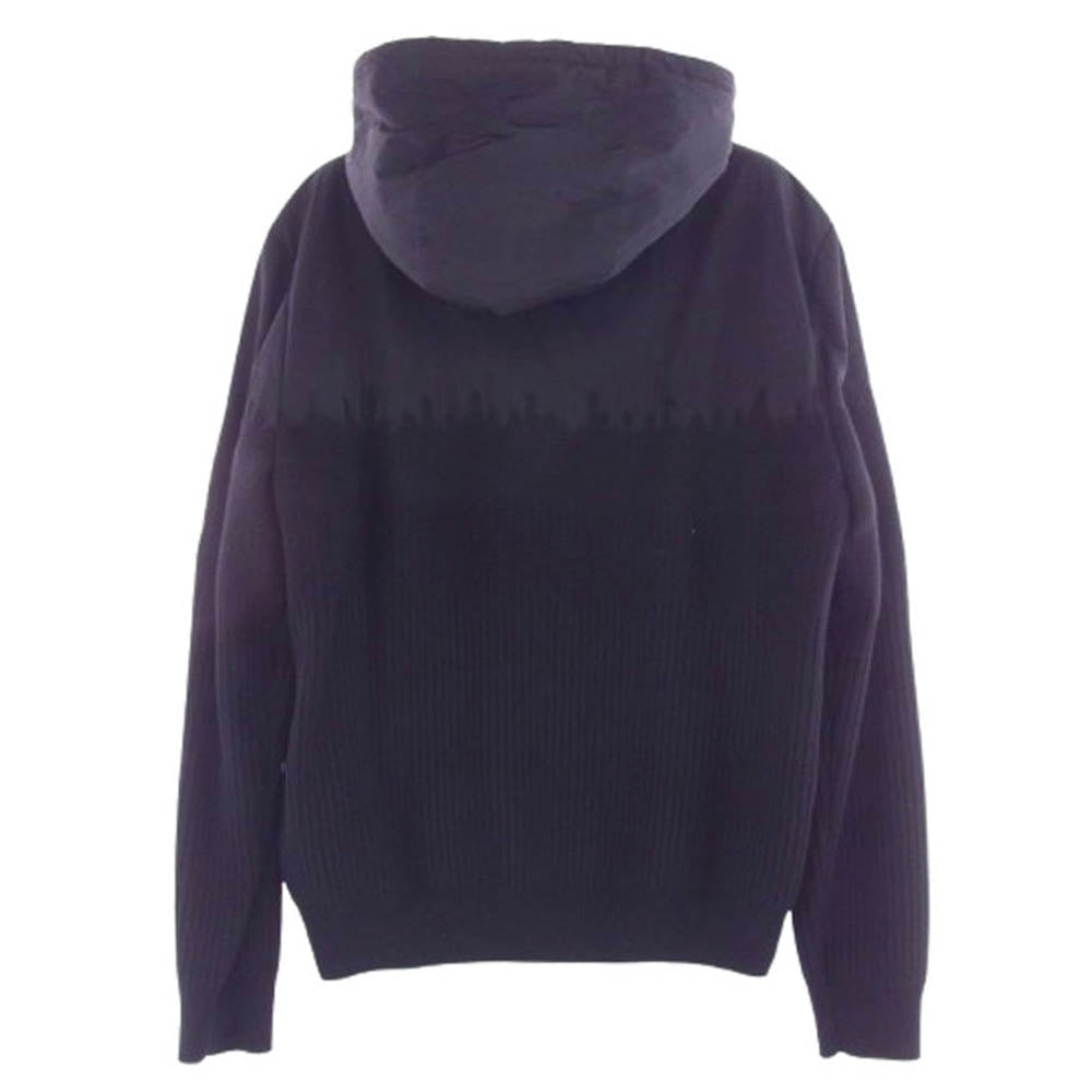 LOUIS VUITTON ルイ・ヴィトン RM201G GVD HIN42W MIX NYLON NEEDLE PUNCH ZIPPED ナイロン切替 ニット ジップアップパーカー フーディ ブラック系 S【中古】
