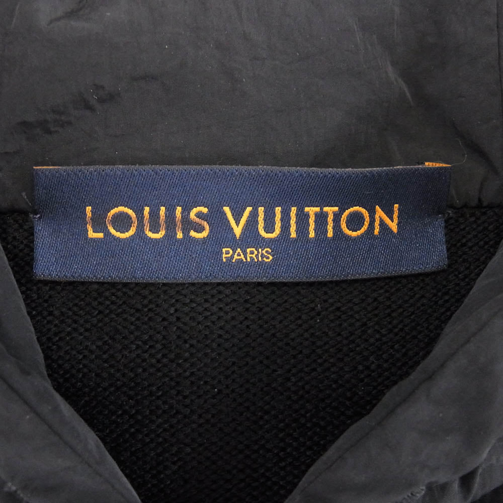 LOUIS VUITTON ルイ・ヴィトン RM201G GVD HIN42W MIX NYLON NEEDLE PUNCH ZIPPED ナイロン切替 ニット ジップアップパーカー フーディ ブラック系 S【中古】