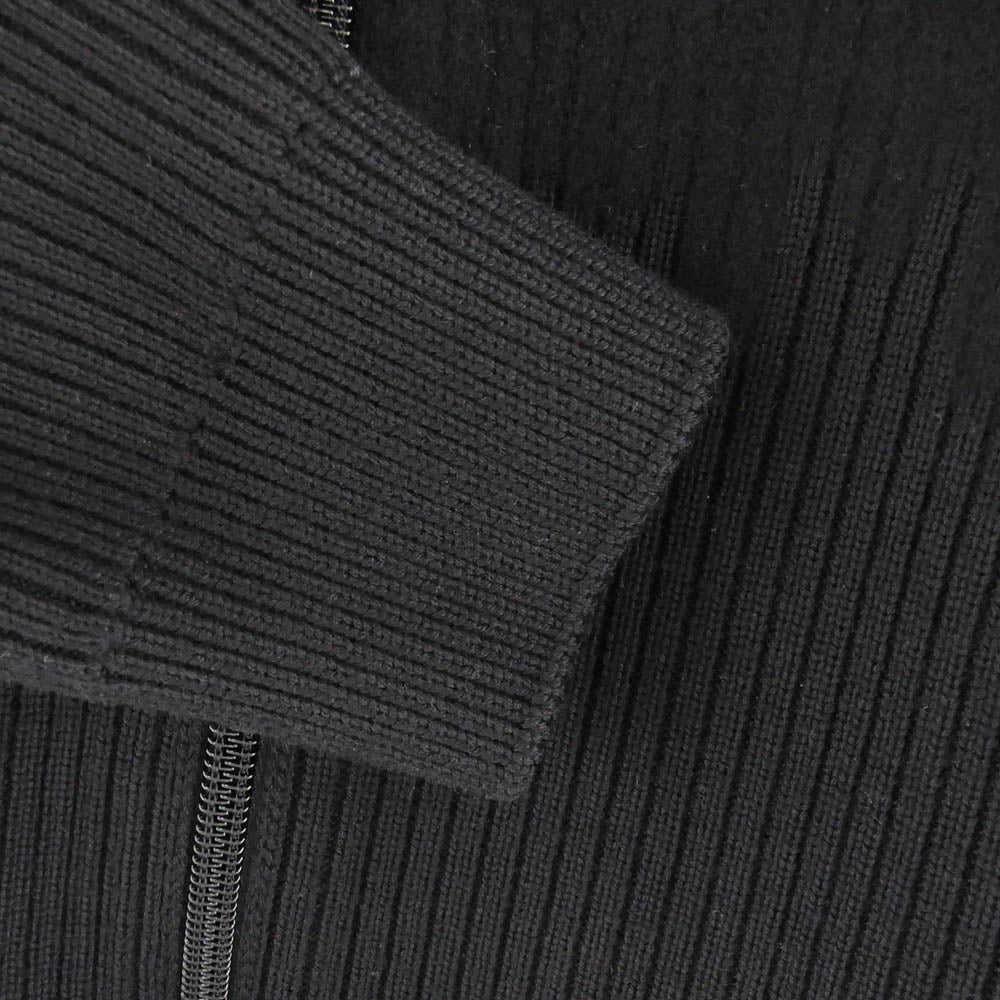 LOUIS VUITTON ルイ・ヴィトン RM201G GVD HIN42W MIX NYLON NEEDLE PUNCH ZIPPED ナイロン切替 ニット ジップアップパーカー フーディ ブラック系 S【中古】