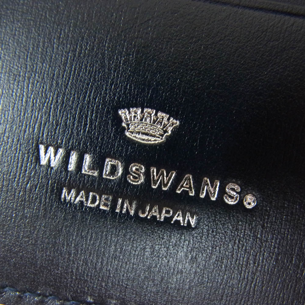 WILDSWANS ワイルドスワンズ 王冠ロゴ SADDLE PULL UP MORRIS サドルプルアップ モーリス クリスペルカーフ マネークリップ 札入れ 財布 ネイビー系【中古】