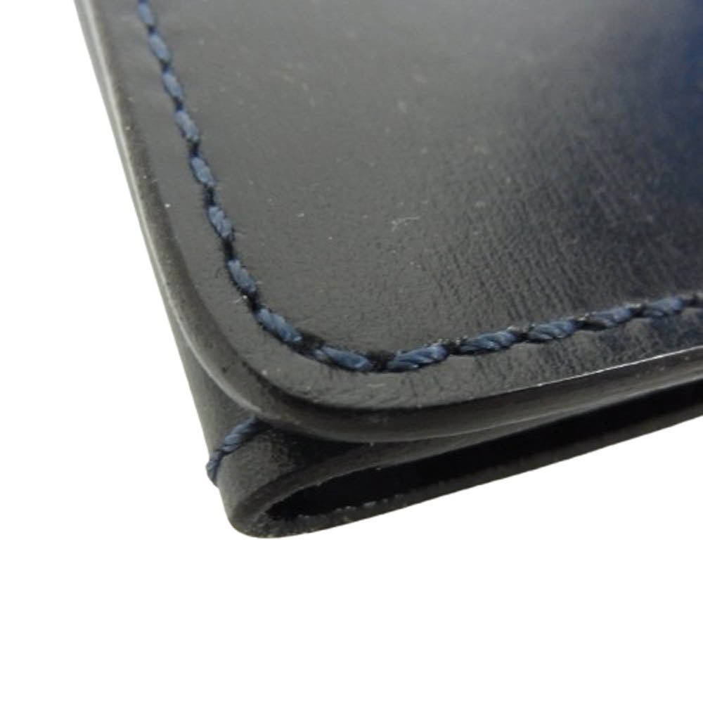 WILDSWANS ワイルドスワンズ 王冠ロゴ SADDLE PULL UP MORRIS サドルプルアップ モーリス クリスペルカーフ マネークリップ 札入れ 財布 ネイビー系【中古】