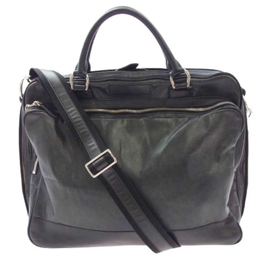 ジ ウォームスクラフツ-マニュファクチャー オールレザー 2WAY ショルダー ブリーフケース ビジネスバッグ ブラック系【中古】