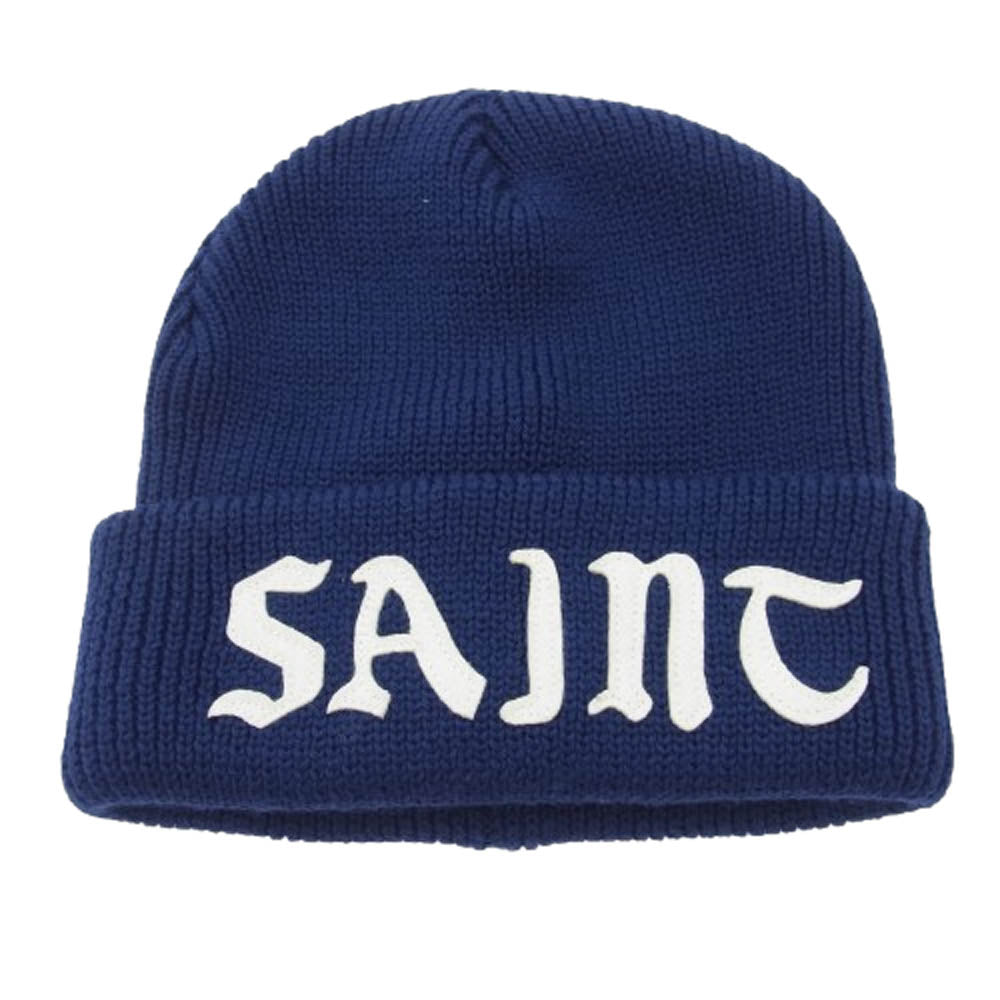 SAINT MICHAEL セントマイケル SM-YS1-0000-083 KNIT CAP / SAINT ロゴ ニットキャップ ビーニー ネイビー系 OS【極上美品】【中古】