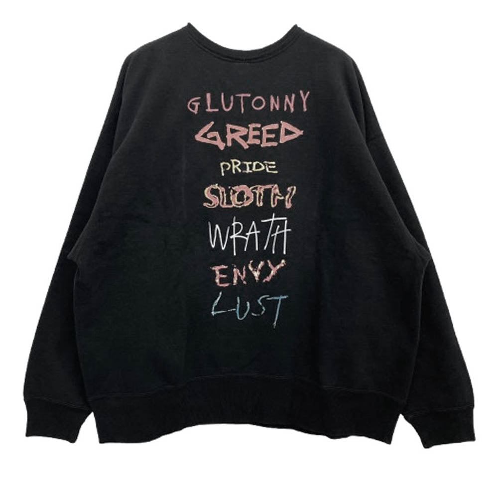 SAINT MICHAEL セントマイケル SM-HR8-0000-044 CREW NECK SWEAT 7 DEADLY クルーネック スウェット トレーナー ブラック系 XL【極上美品】【中古】