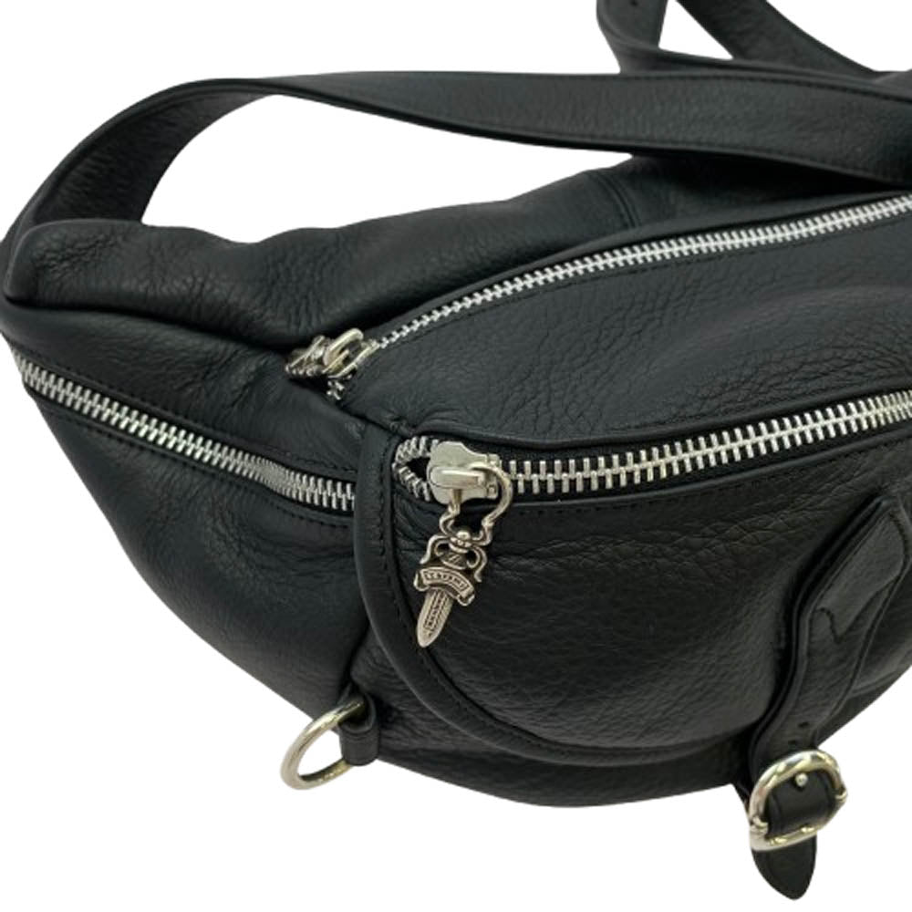 CHROME HEARTS クロムハーツ（原本有） #1 SNAT PACK スナットパック ラージ スリンガーベルト ダガージップ レザー ショルダーバッグ ウエストバッグ ブラック系【中古】