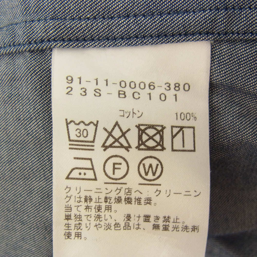 ビーミングバイビームス 91-11-0006-380 デニム カッタウェイカラー 長袖 シャツ インディゴブルー系 L【中古】