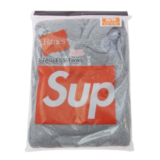 Supreme シュプリーム × Hanes ヘインズ Tagless Tank Tops タンクトップ 3パック グレー系 M【極上美品】【中古】