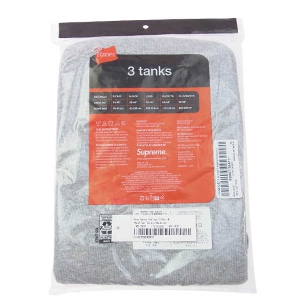Supreme シュプリーム × Hanes ヘインズ Tagless Tank Tops タンクトップ 3パック グレー系 M【極上美品】【中古】
