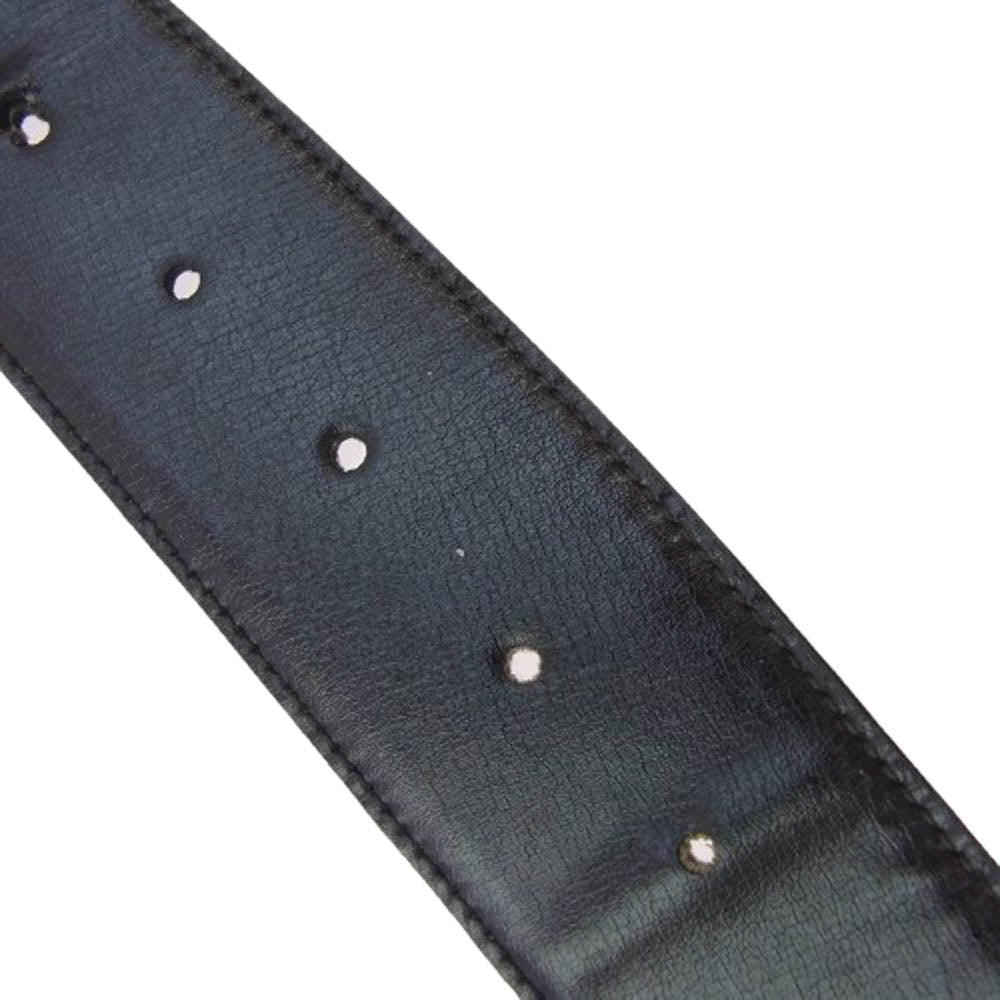 GUCCI グッチ インターロッキング GG ロゴ レザー ベルト ブラック系【中古】