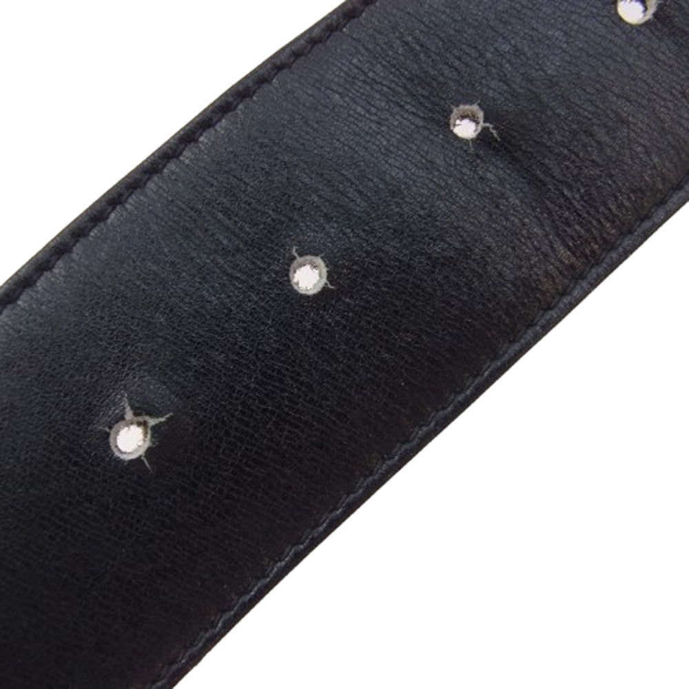 GUCCI グッチ インターロッキング GG ロゴ レザー ベルト ブラック系【中古】