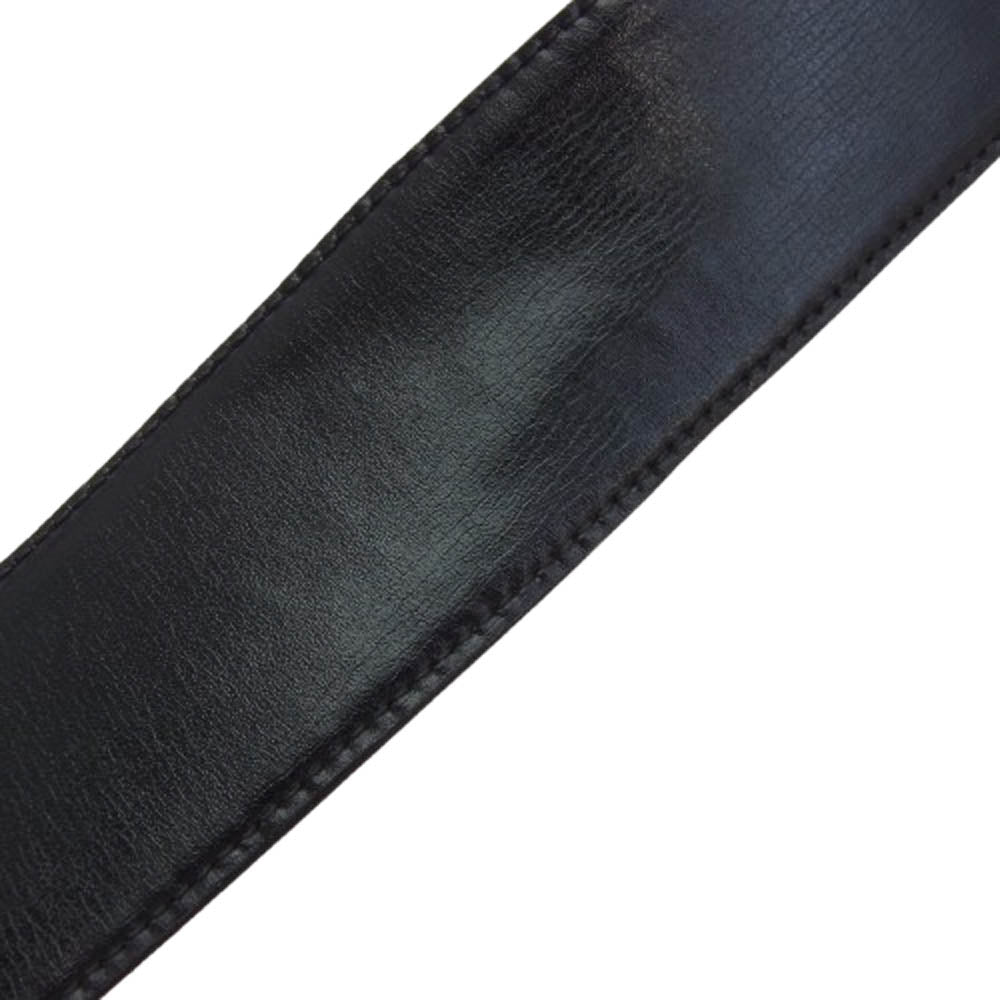 GUCCI グッチ インターロッキング GG ロゴ レザー ベルト ブラック系【中古】