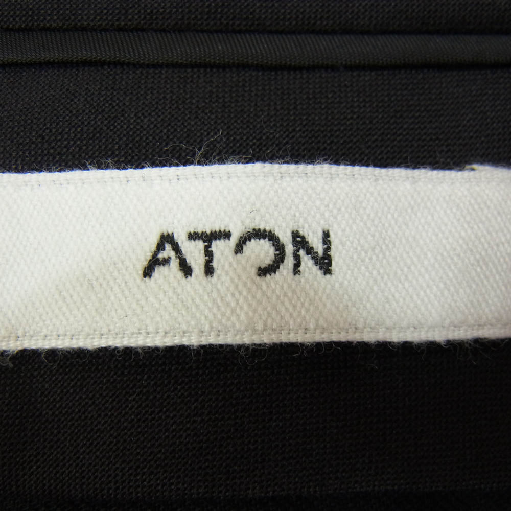 ATON エイトン 25SS PRAGGM0203 HIGH TWIST WOOL WIDE PANTS ハイツイストウール ワイドパンツ ブラック系 02【極上美品】【中古】