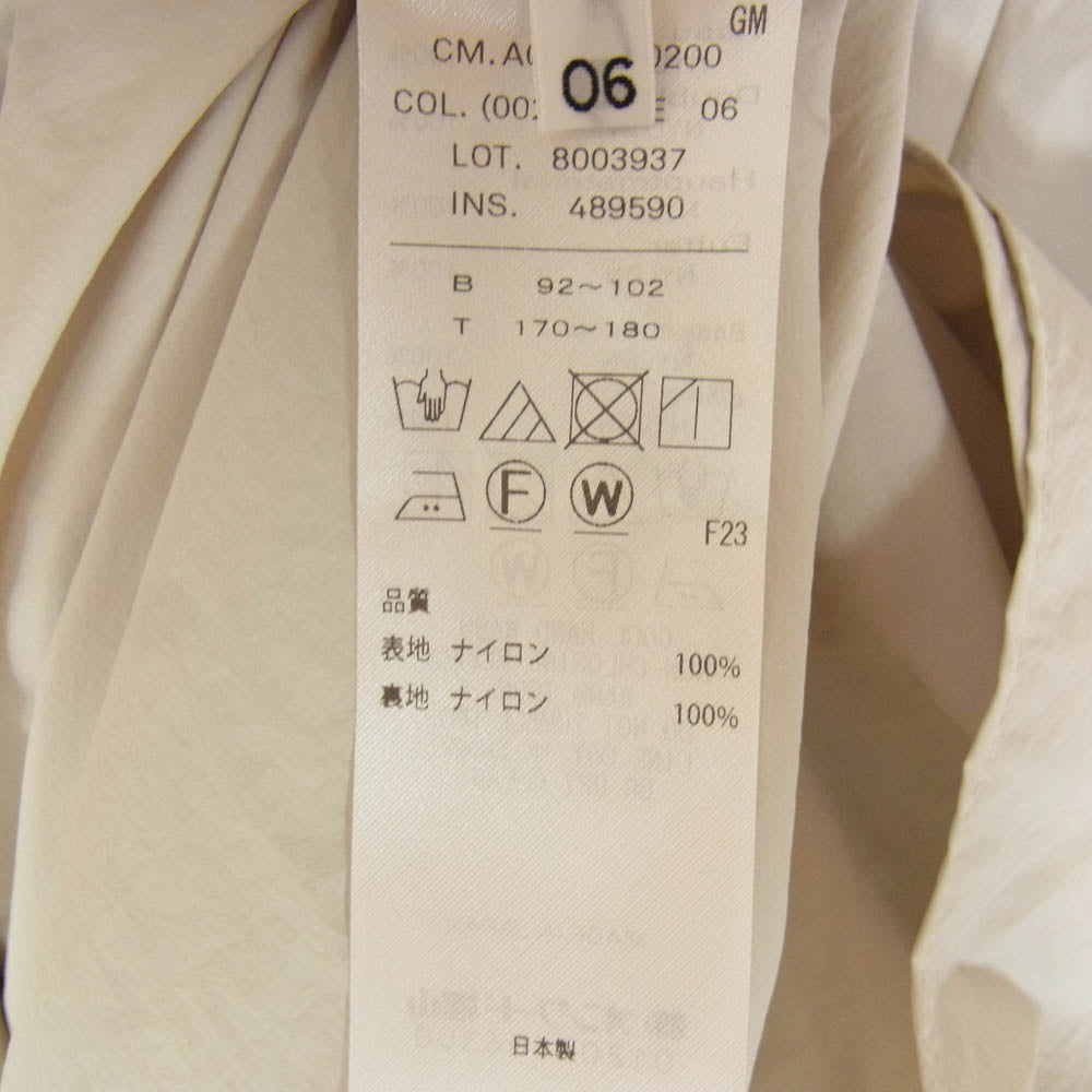 ATON エイトン 25SS CMAGGM0200 TRAVEL NYLON PACKABLE COAT トラベルナイロン パッカブル コート オフホワイト系 06【極上美品】【中古】