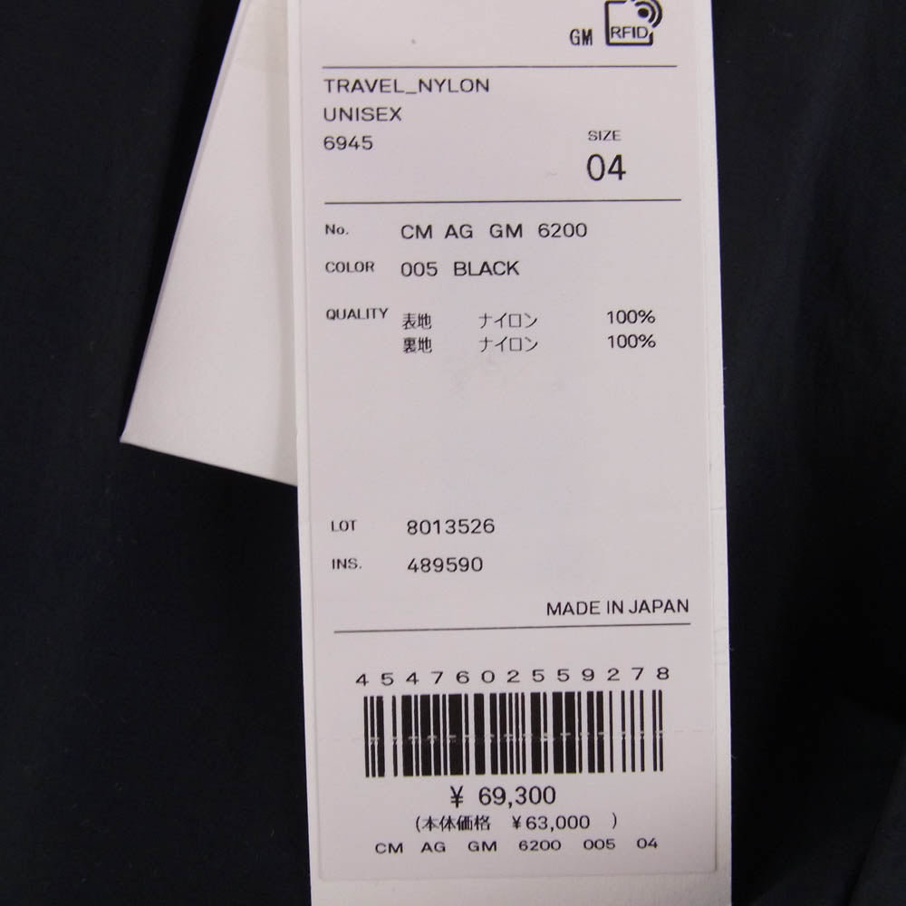 ATON エイトン 25SS CMAGGM6200 TRAVEL NYLON PACKABLE COAT トラベルナイロン パッカブル コート ブラック ブラック系 04【極上美品】【中古】