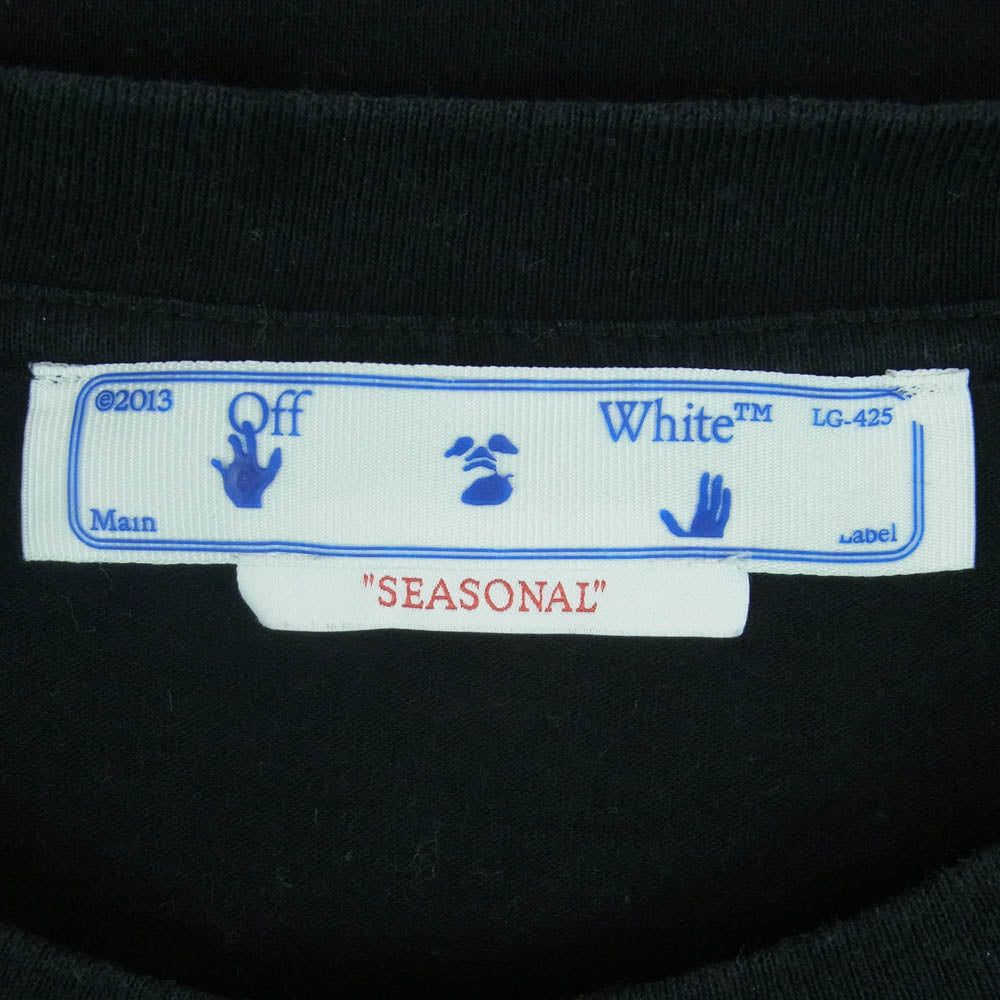 OFF-WHITE オフホワイト OMAA120F22JER002 国内正規品 イーストランドタグ Contrasting Spray Helv logo ロゴスプレー 半袖 Tシャツ ブラック系 XL【中古】