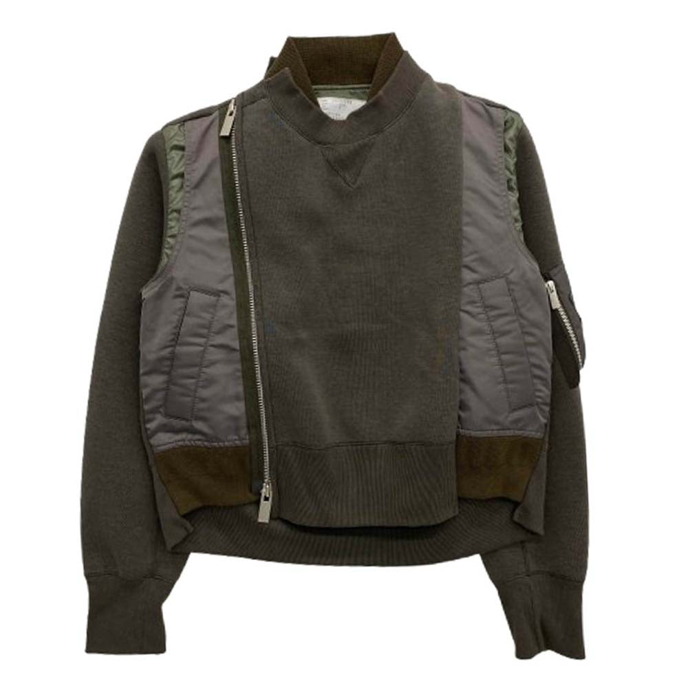 Sacai サカイ 24-07109 Sponge Sweat Blouson スポンジ スウェット ブルゾン ドッキング ジャケット グレー系 カーキ系 2【中古】