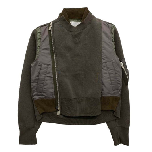 Sacai サカイ 24-07109 Sponge Sweat Blouson スポンジ スウェット ブルゾン ドッキング ジャケット グレー系 カーキ系 2【中古】