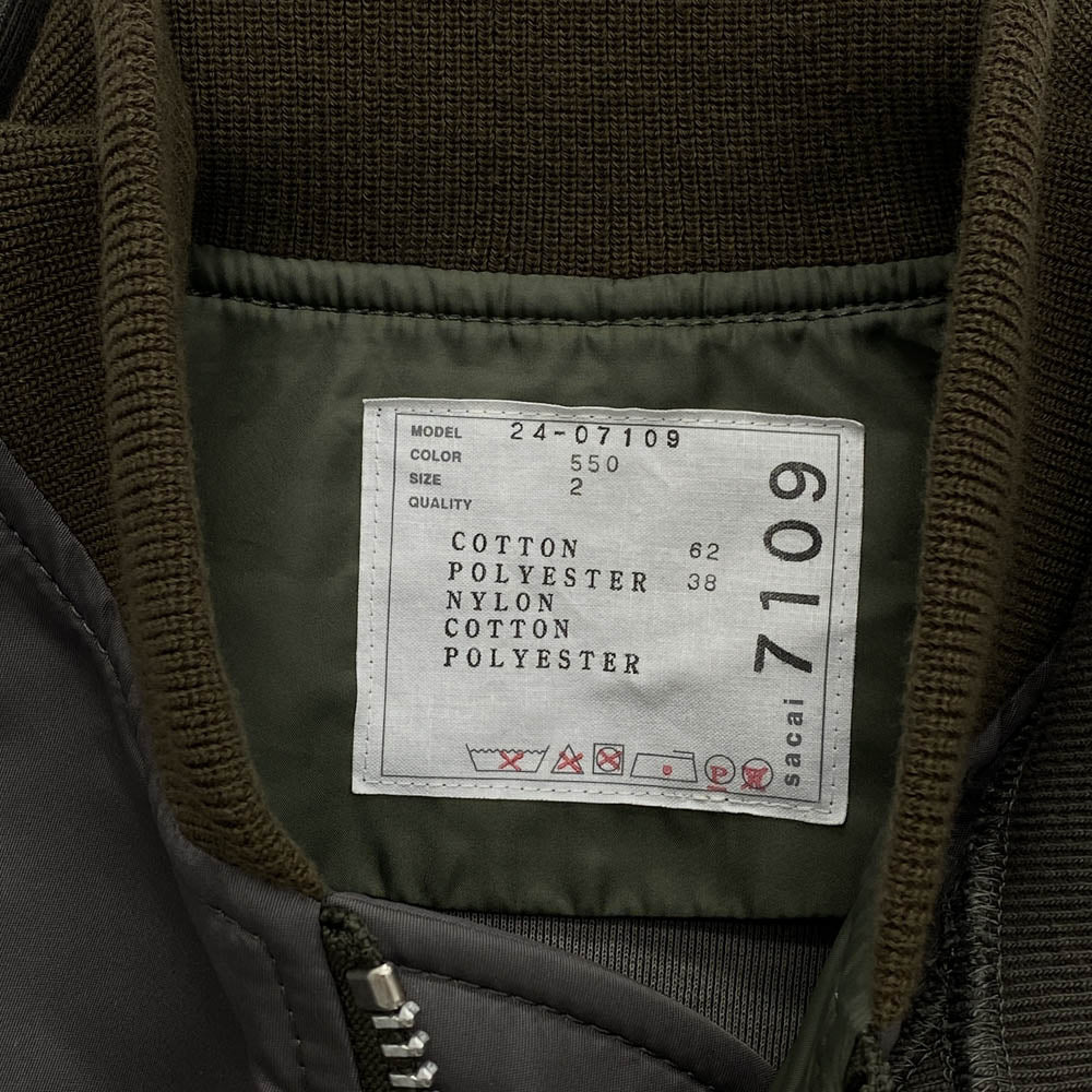 Sacai サカイ 24-07109 Sponge Sweat Blouson スポンジ スウェット ブルゾン ドッキング ジャケット グレー系 カーキ系 2【中古】