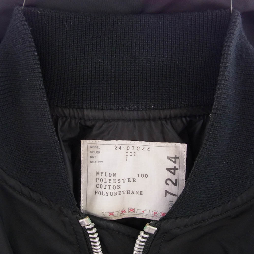 Sacai サカイ 24SS 24-07244 24SS Nylon Twill Blouson ナイロンツイル ブルゾン ジャケット ブラック系 1【中古】