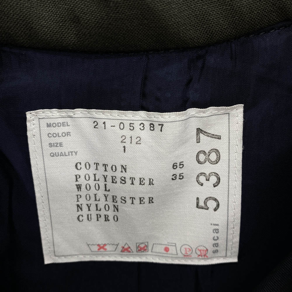 Sacai サカイ 21-05387 ドッキングラッププリーツ ダブルトレンチ コート ネイビー系 カーキ系 1【中古】