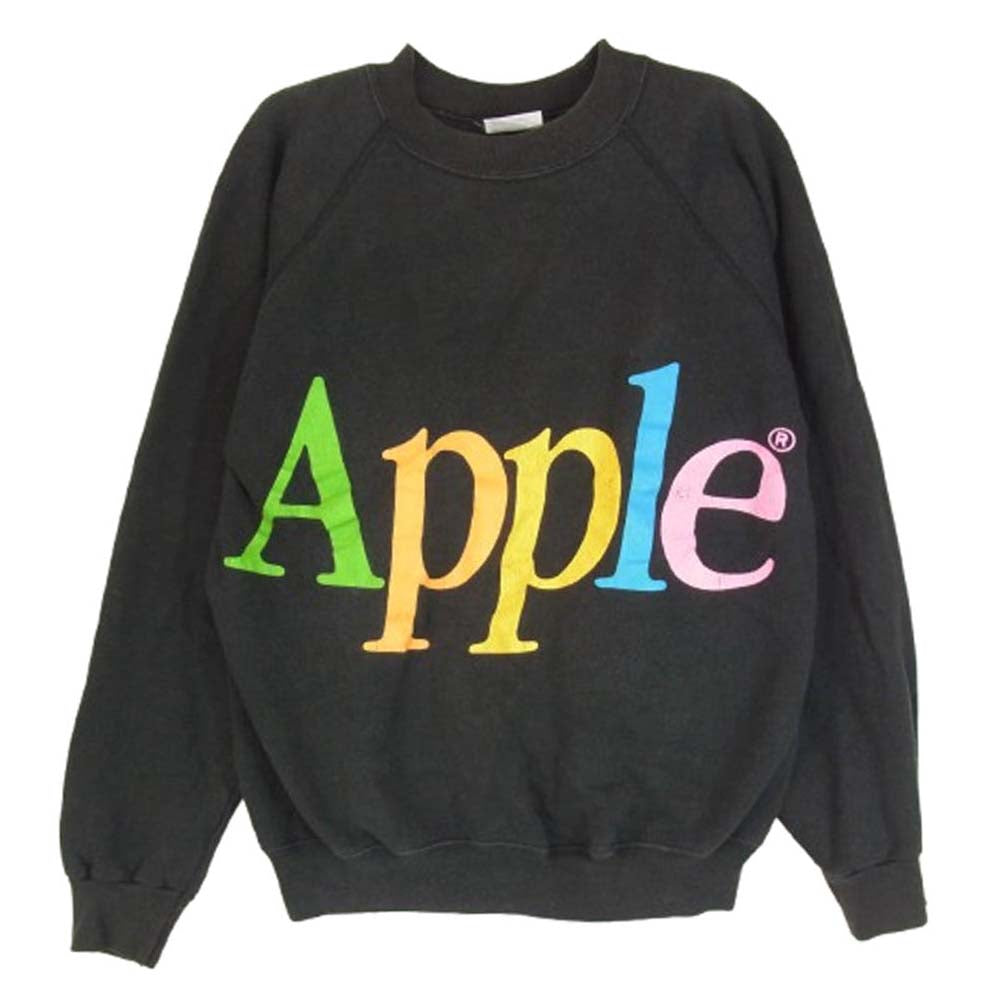 ヴィンテージ 90s USA製 APPLE アップル Logo Sweatshirt Hanes ヘインズタグ 企業ロゴ スウェット ブラック系 M【中古】