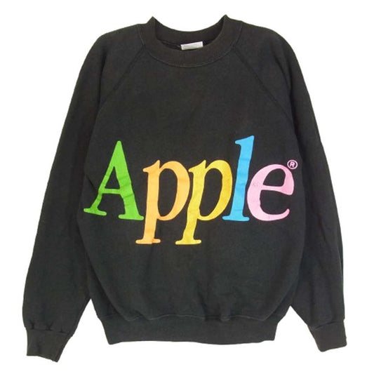 ヴィンテージ 90s USA製 APPLE アップル Logo Sweatshirt Hanes ヘインズタグ 企業ロゴ スウェット ブラック系 M【中古】