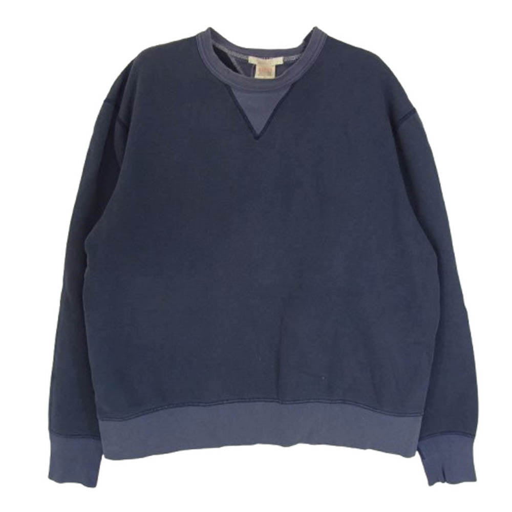 バーンズ 両V ガゼット クルーネック スウェット ネイビー系 2【中古】