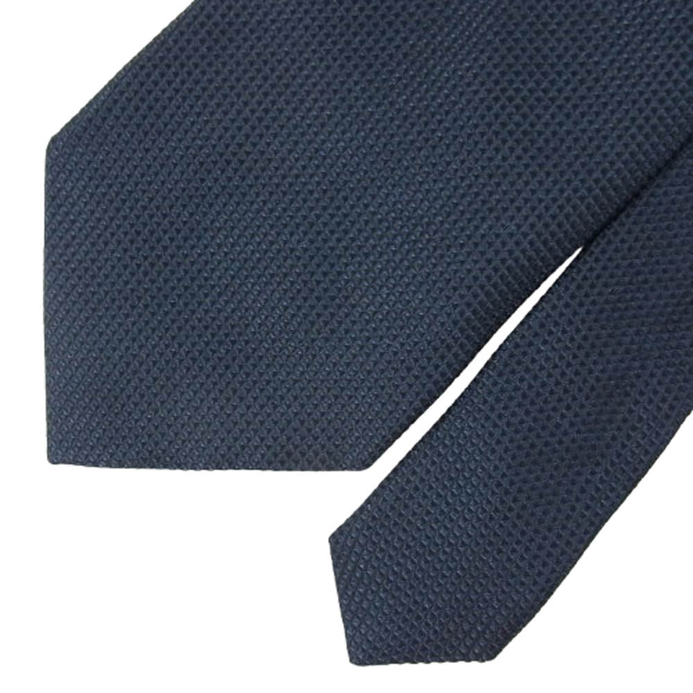 Ermenegildo Zegna エルメネジルドゼニア シルク100% ソリッドタイ ネクタイ ネイビー系【中古】