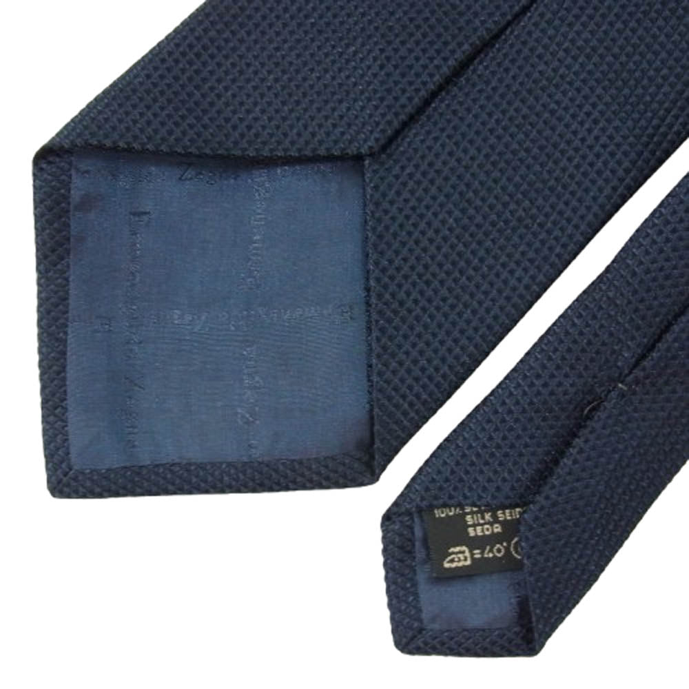 Ermenegildo Zegna エルメネジルドゼニア シルク100% ソリッドタイ ネクタイ ネイビー系【中古】