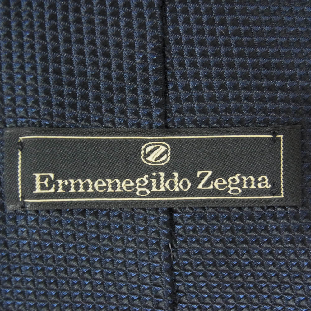 Ermenegildo Zegna エルメネジルドゼニア シルク100% ソリッドタイ ネクタイ ネイビー系【中古】