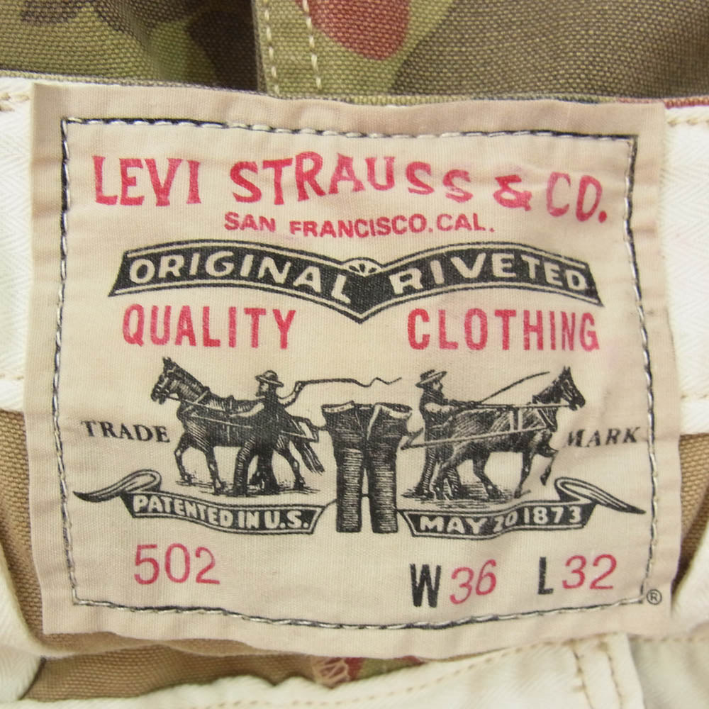 Levi's リーバイス PCL15-201 502 カモフラ 迷彩 コットン カーゴ パンツ カーキ系 36【中古】