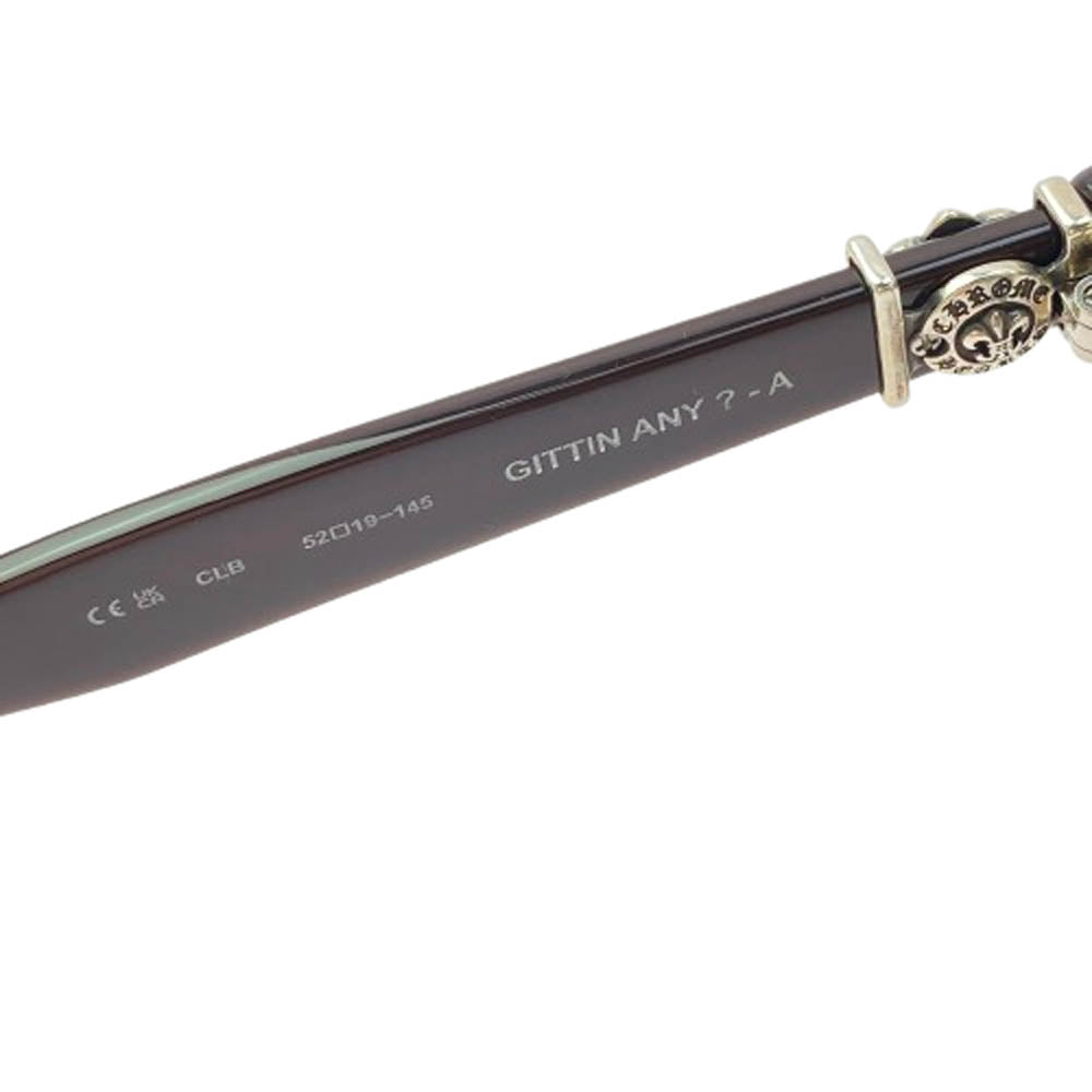 CHROME HEARTS クロムハーツ（原本無） GITTIN ANY?-A BSフレア テンプル ウェリントン サングラス 眼鏡 アイウェア ダークブラウン系 52□19-145【中古】