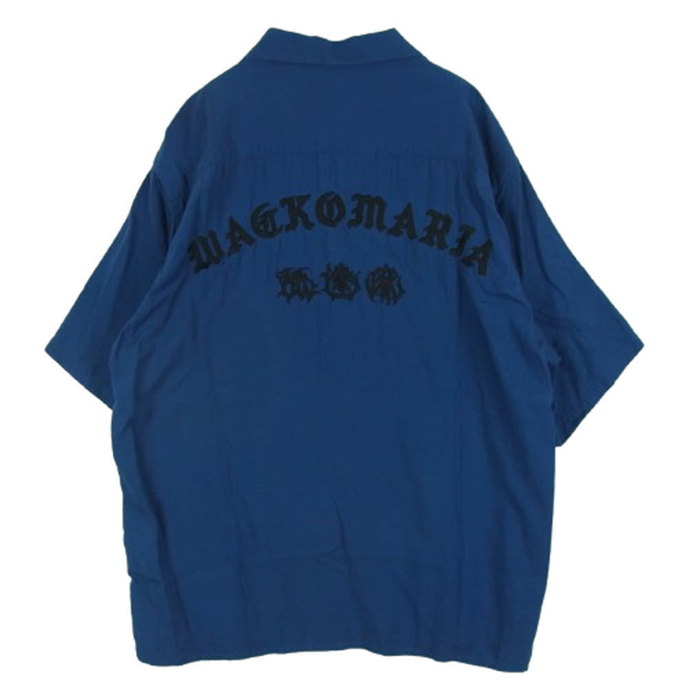 WACKO MARIA ワコマリア NMD HIGH TIMES WM OC1 舐達麻 50'S OPEN COLLAR SHIRT 開襟 レーヨン 半袖 シャツ ネイビー系 XL【中古】