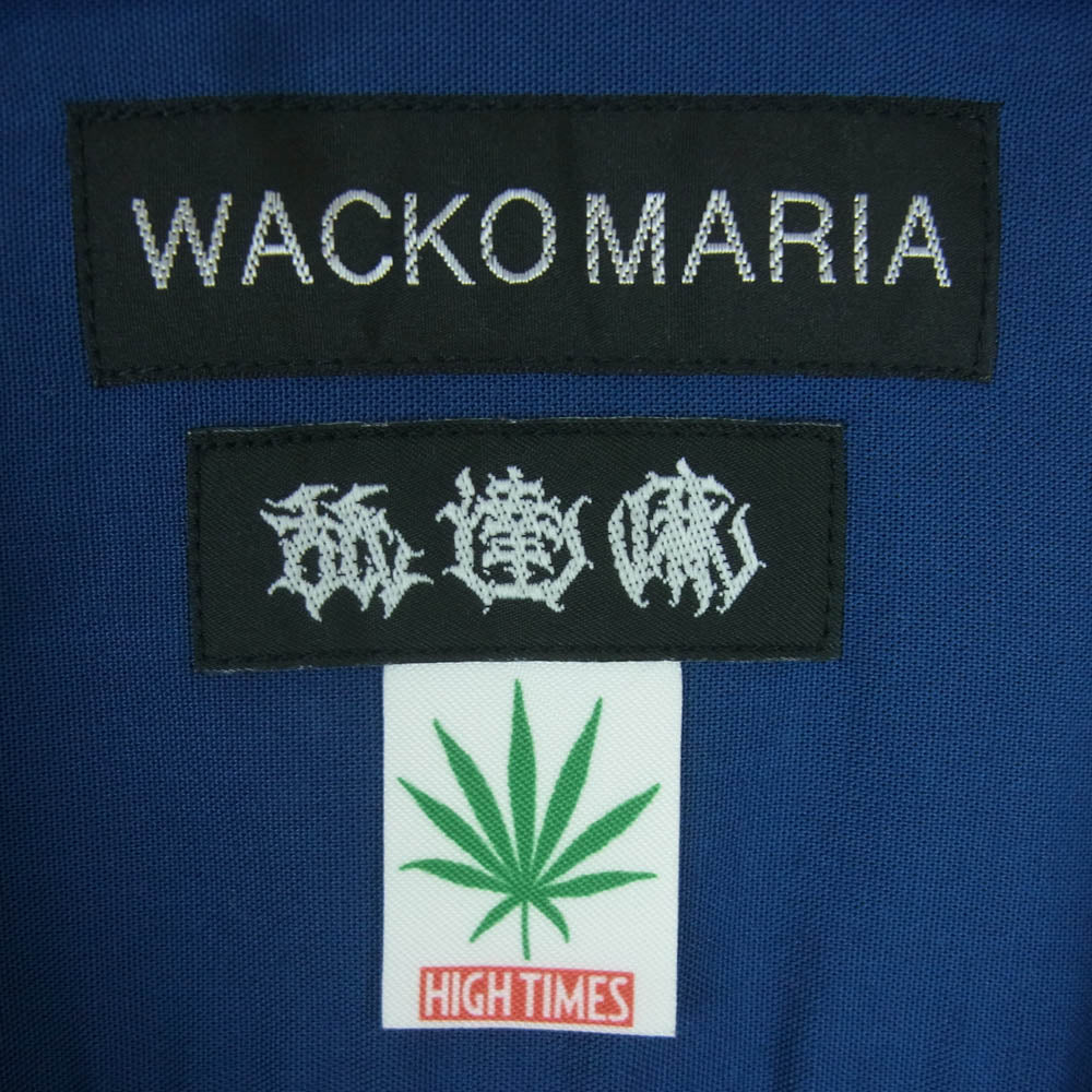 WACKO MARIA ワコマリア NMD HIGH TIMES WM OC1 舐達麻 50'S OPEN COLLAR SHIRT 開襟 レーヨン 半袖 シャツ ネイビー系 XL【中古】