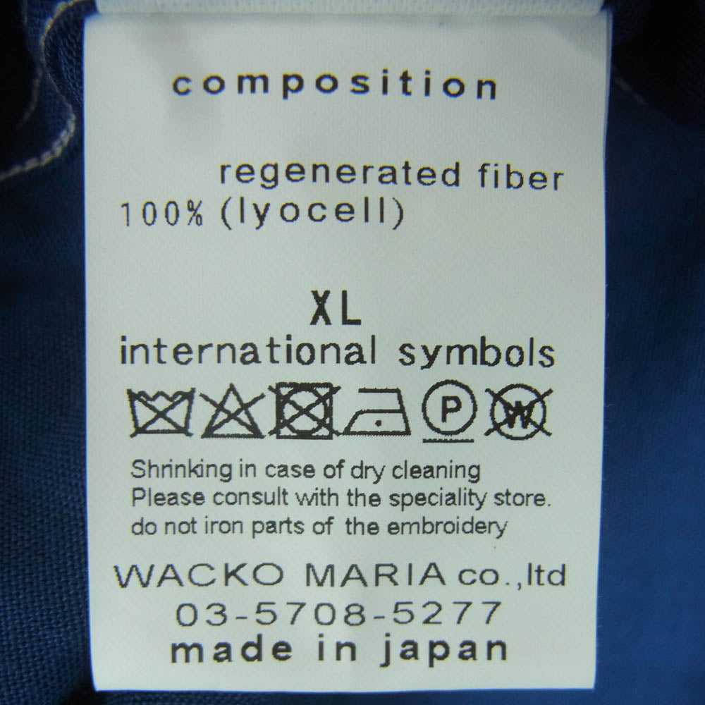 WACKO MARIA ワコマリア NMD HIGH TIMES WM OC1 舐達麻 50'S OPEN COLLAR SHIRT 開襟 レーヨン 半袖 シャツ ネイビー系 XL【中古】