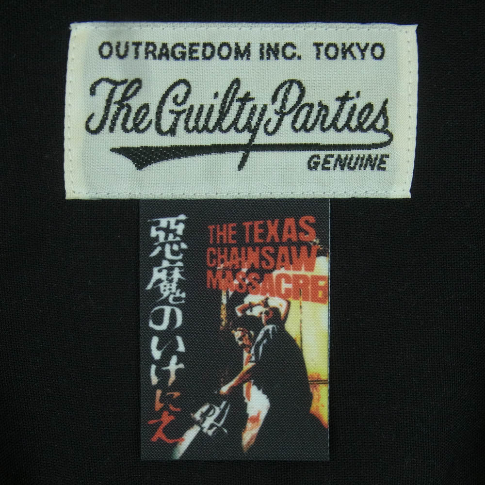 WACKO MARIA ワコマリア 22SS 悪魔のいけにえ テキサス チェーンソー ハワイアン アロハ 開襟 レーヨン 半袖 シャツ ブラック系 XL【中古】