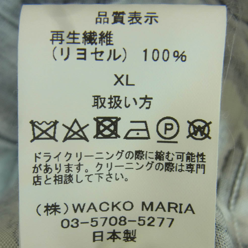 WACKO MARIA ワコマリア 56 TATOO STUDIO ゴロー タトゥー スタジオ ハワイアン アロハ 開襟 レーヨン 半袖 シャツ ブラック系 ホワイト系 XL【中古】