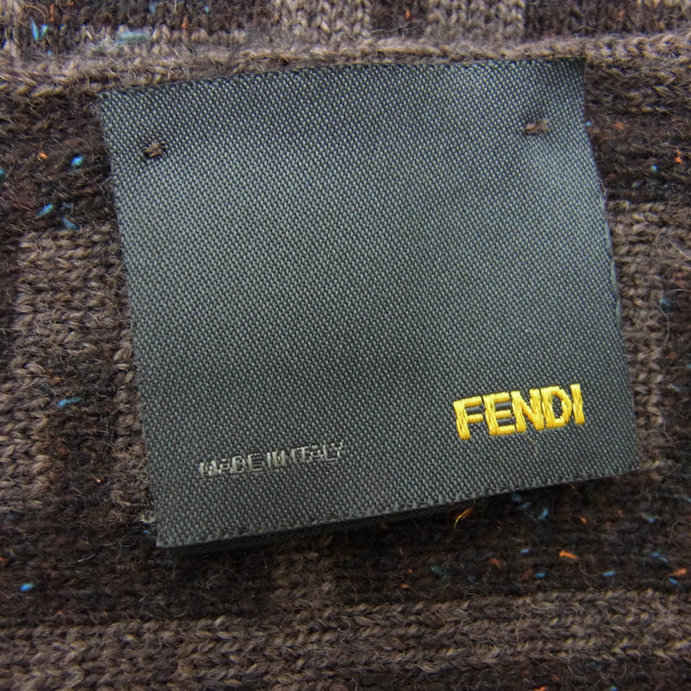 FENDI フェンディ イタリア製 ズッカ ウール ナイロン シルク マフラー ブラウン系【中古】