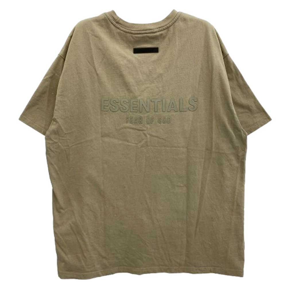 FEAR OF GOD フィアオブゴッド 21SS ESSENTIALS エッセンシャルズ Back Rubber Logo Tee バック ラバー ロゴ 半袖 Tシャツ ライトブラウン系 S【中古】