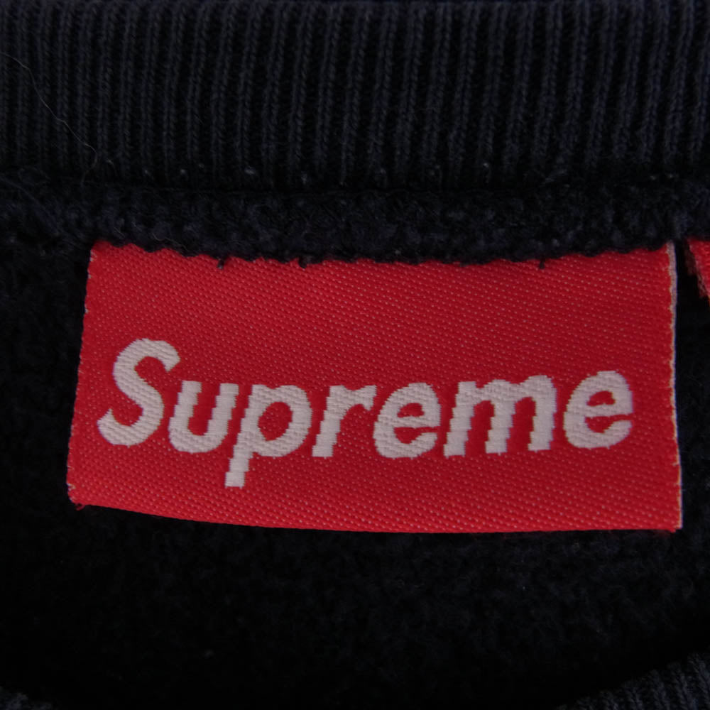 Supreme シュプリーム 90s 初期 カナダ製 ロゴ クルーネック スウェット トレーナー ネイビー系 L【中古】