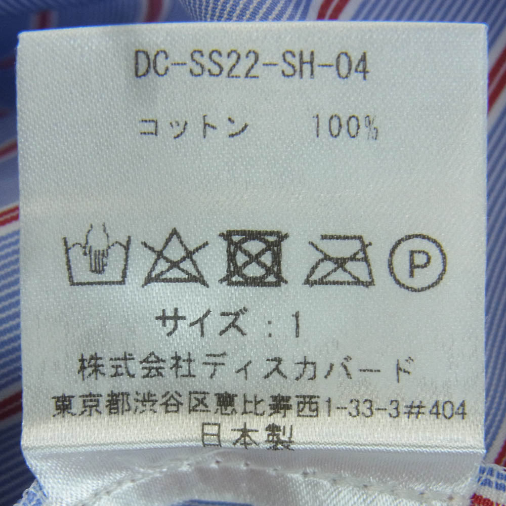 DISCOVERED ディスカバード DC-SS22-SH-04 THOMAS MASON トーマスメイソン コットン ストライプ 半袖 オープンカラー シャツ ブルー系 1【中古】