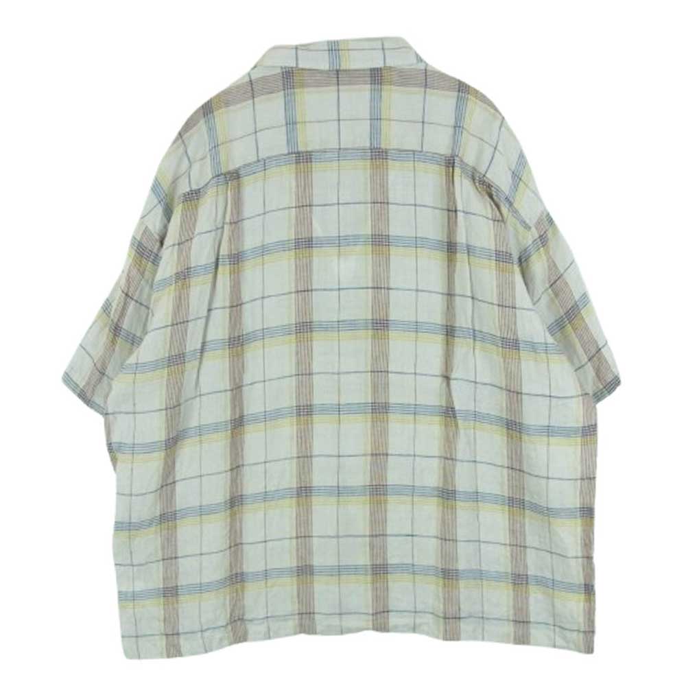 ソフトハイフン MGMFB231209-003 LINEN CHECK CAMP COLLAR S/S SHIRT リネン チェック 半袖 オープンカラー シャツ ベージュ系 IVR 03【中古】