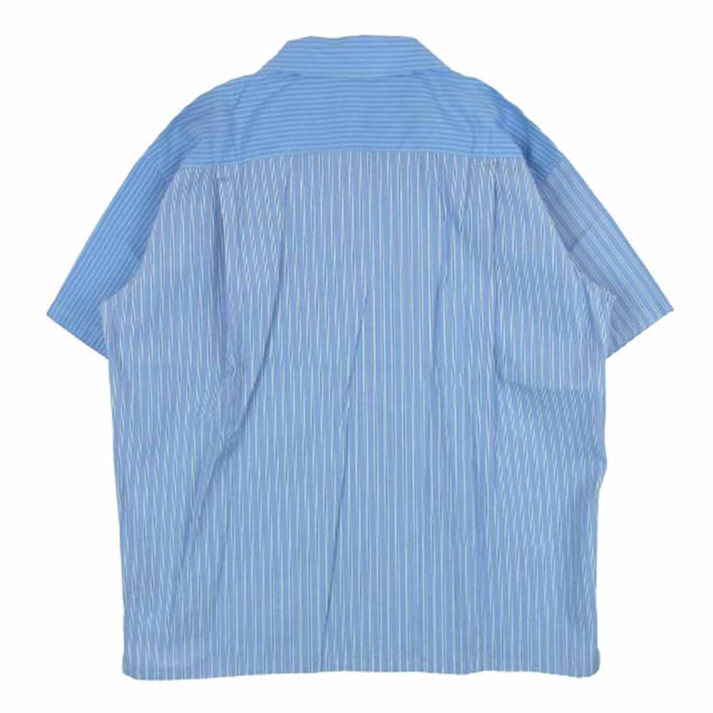 タイオアノット T02-SH10 THOMAS MASON トーマスメイソン ストライプ 切替 半袖 オープンカラー シャツ ブルー系 3【美品】【中古】