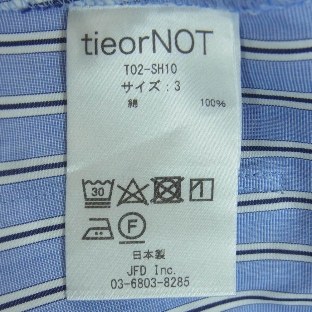 タイオアノット T02-SH10 THOMAS MASON トーマスメイソン ストライプ 切替 半袖 オープンカラー シャツ ブルー系 3【美品】【中古】